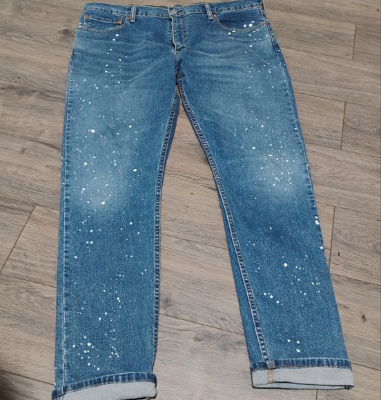 Levi's 512 38x31 Slim Tapered Manufactured Paint Splattered Jeans - Picture 9 of 16